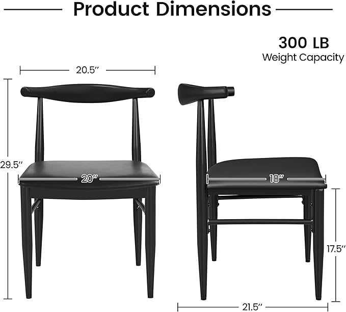 Yaheetech Dining Chairs Set of 2 Mid Century Modern Leather Dining Room Chair...
