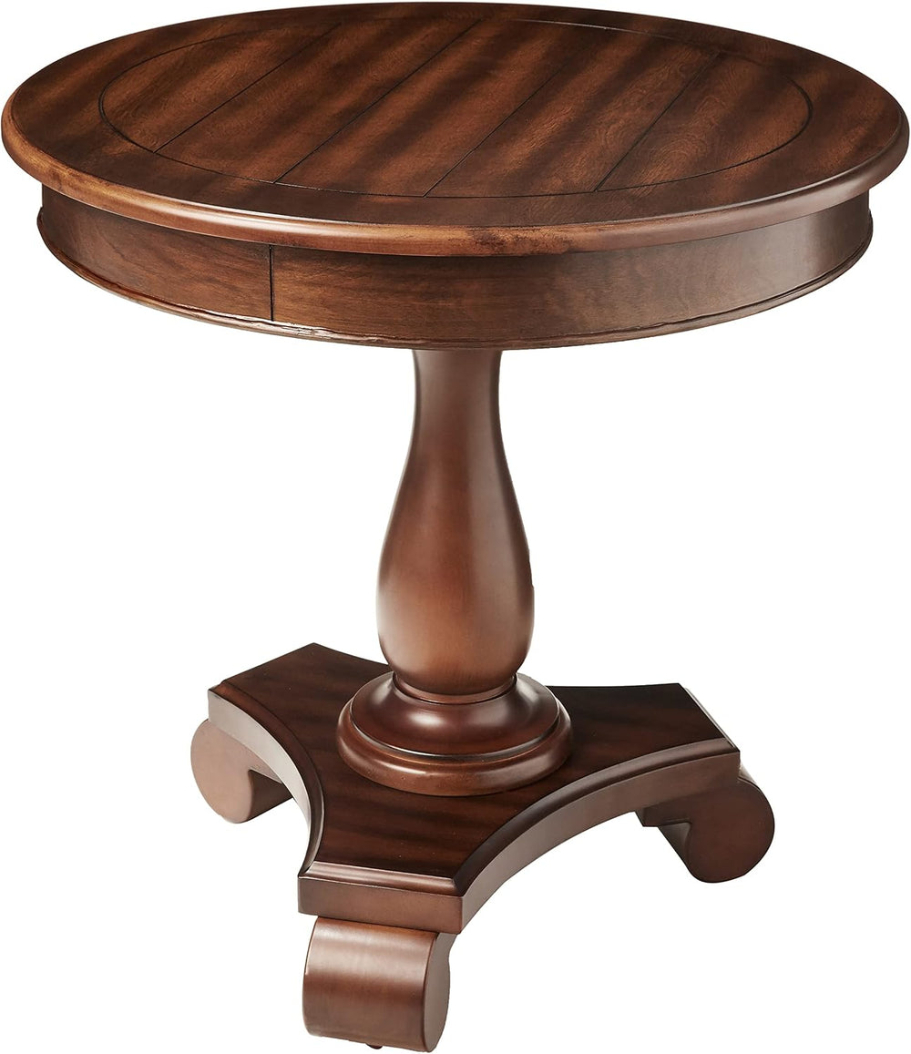 Roundhill Furniture Rene Round Wood Pedestal Side Table, 26"D x 26"...