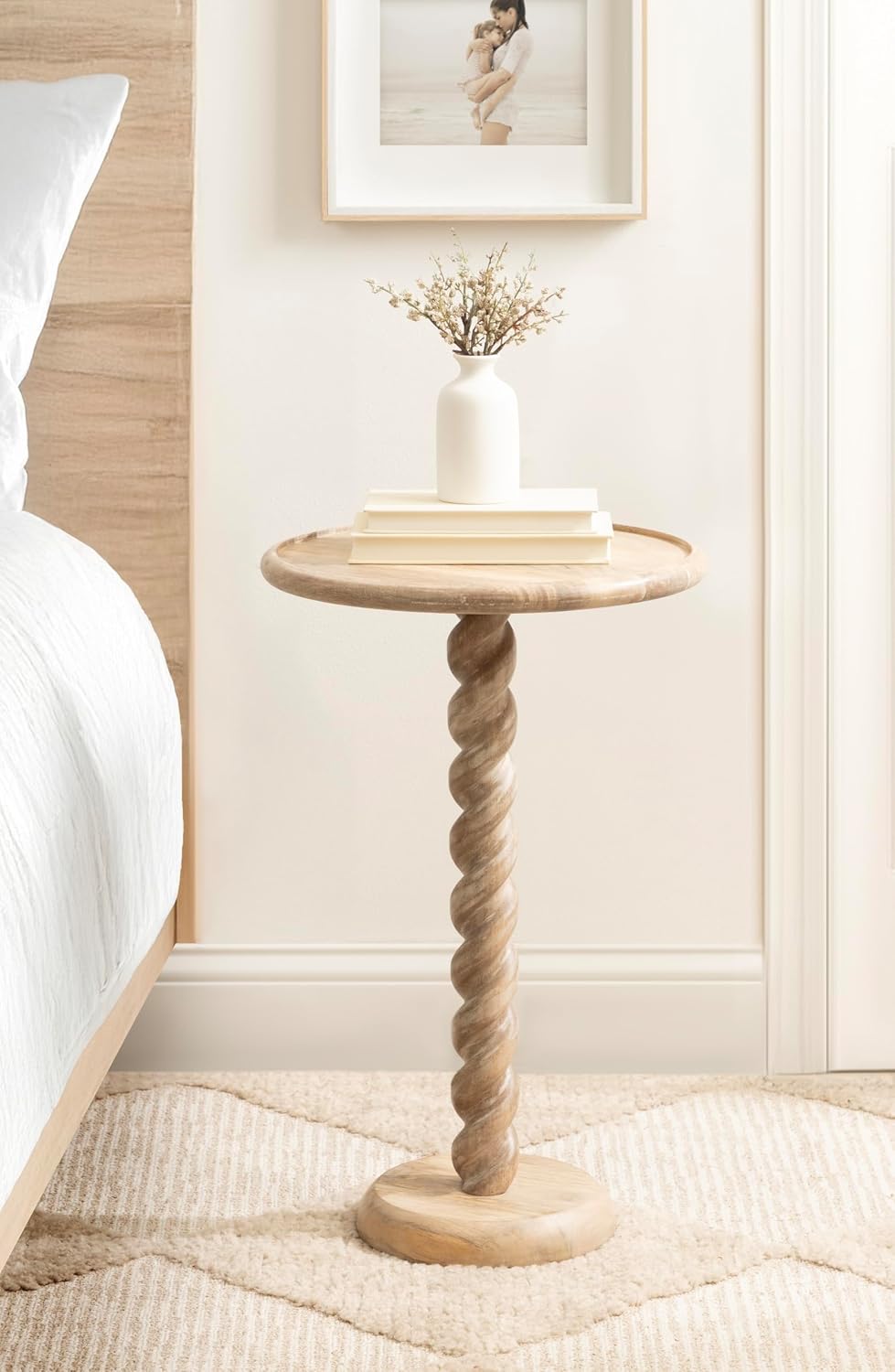 Kate and Laurel Willoughby Modern Wooden Spiraled Round Side Table, 15 x 15 x...