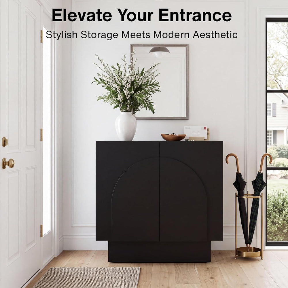 Ya-Home Black Sideboard Buffet Cabinet with Storage, 31.5” Modern Sideboard C...