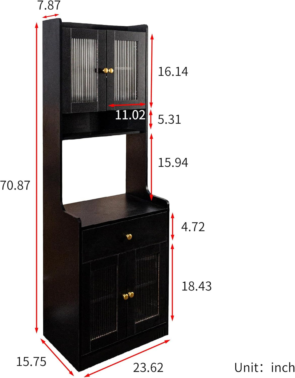 Spolllowe Kitchen Pantry Cabinet Farmhouse Storage Hutch with Microwave Stand...