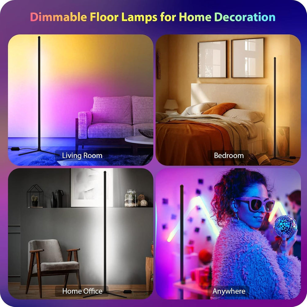 Corner Floor Lamp, 2 Pack LED Corner Lamp with App/Remote/Button Control, Sma...