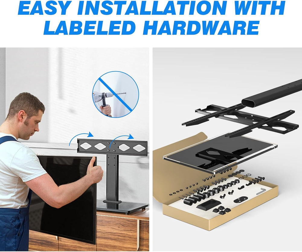 Rfiver Universal TV Stand for 27-60 inch TVs, Holds up to 88 Lbs | Tempered G...