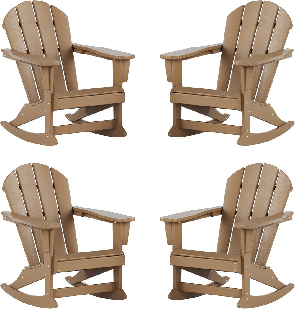 WO Home Furniture Patio Rocking Chair Set of 4 PCS Classic Outdoor HDPE UV We...