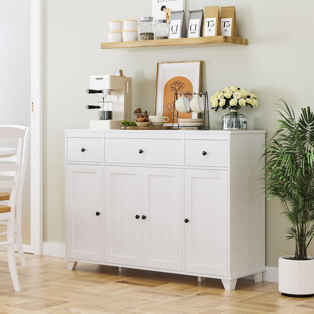 HIFIT White Buffet Cabinet with Storage, Sideboard for Kitchen, Dining Room