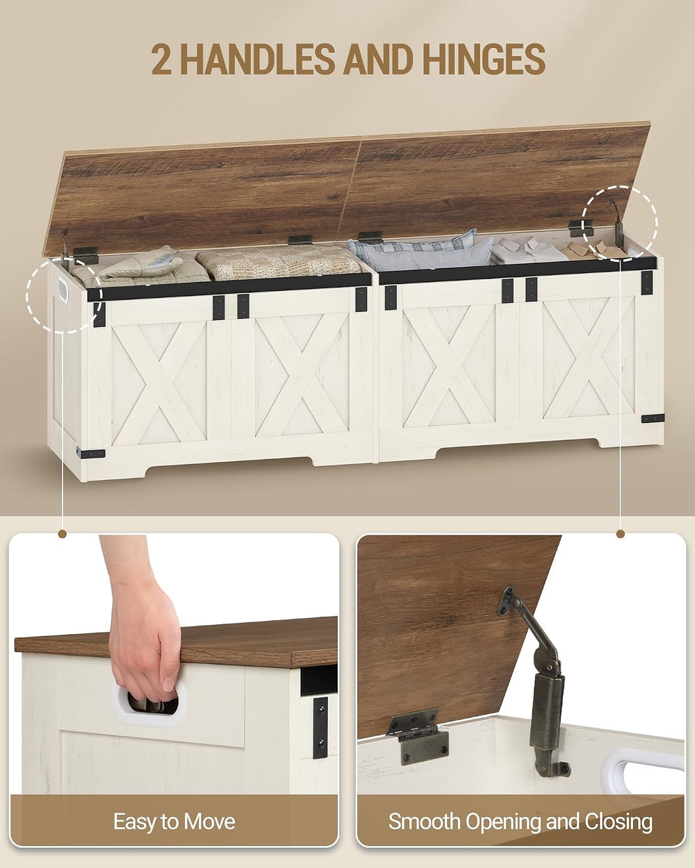 Hzuaneri 59" Farmhouse Storage Chest and Bench | 70 Gal | 330lb Seat | S...