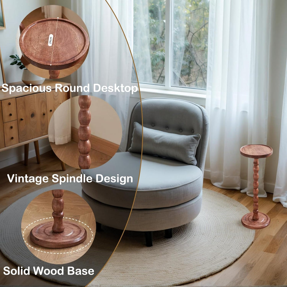 YUNMUARY-Pedestal Side Table,Drink Table with Weighted Base,Round Side Tables...