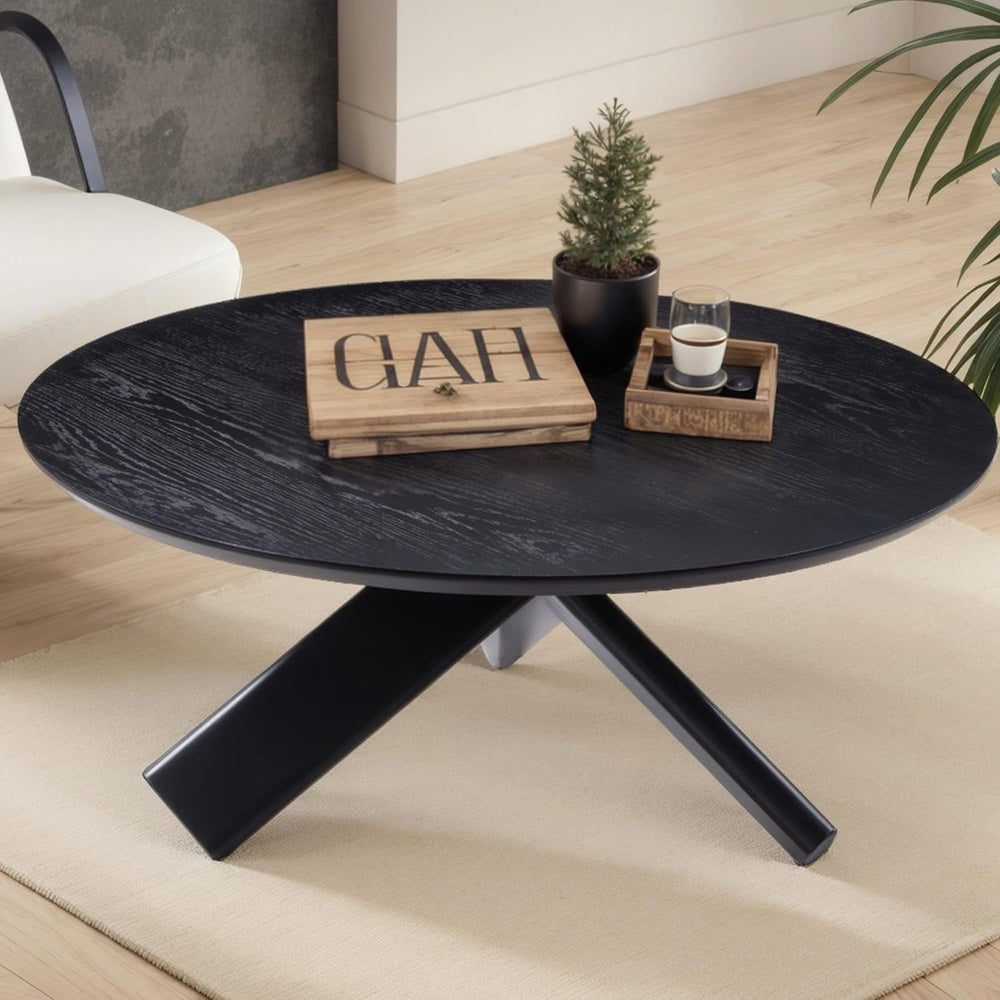 Need 40in Round Coffee Table for Living Room, Modern Natural Wood Center Tabl...