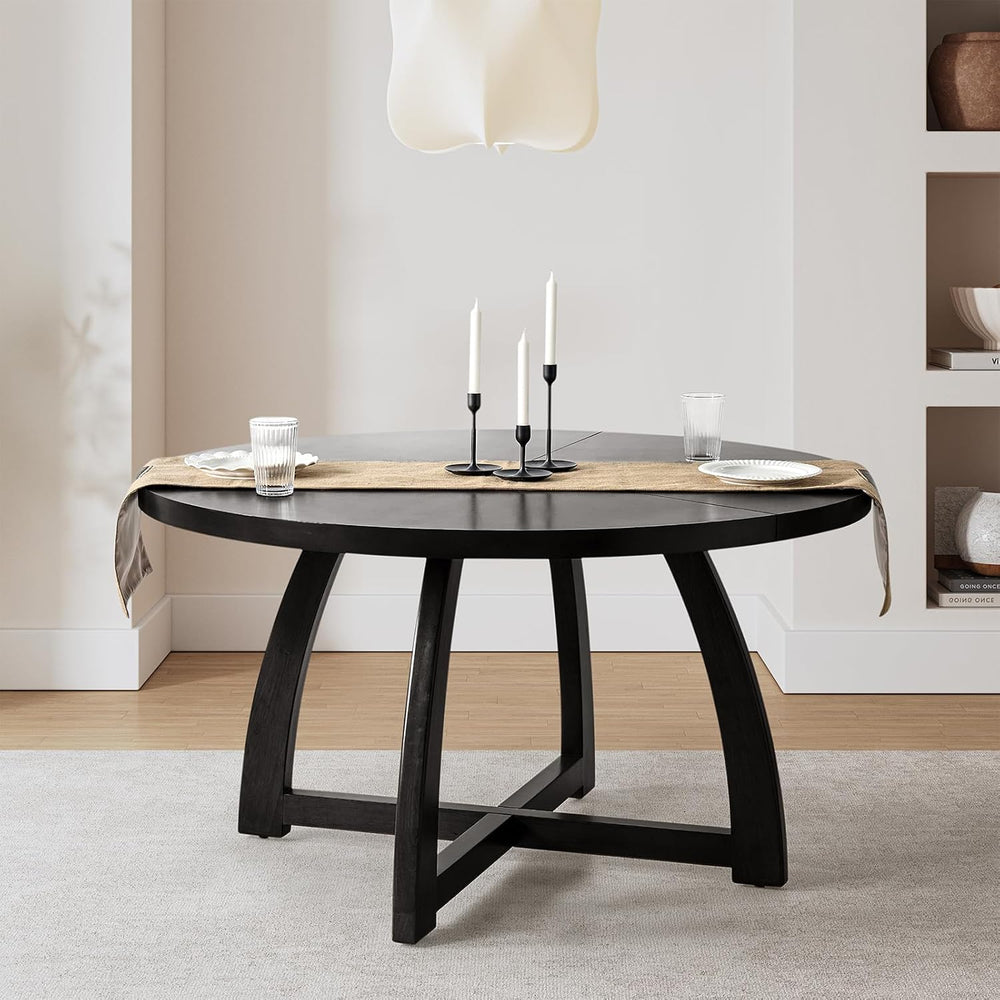 HULALA HOME 54 inch Round Dining Table for 6 People,Mid-Century Modern Solid ...