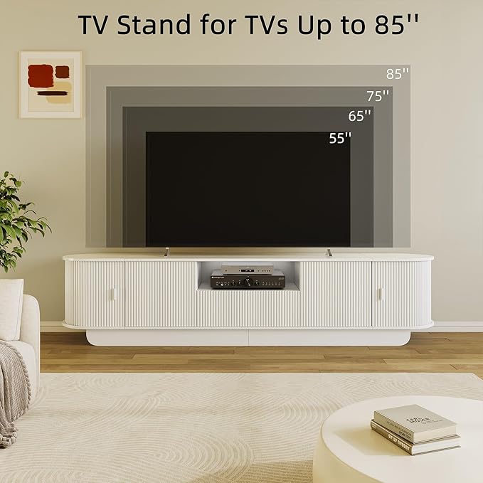86.61'' Tambour TV Stand for 55-85 Inch, Modern Entertainment Center ...