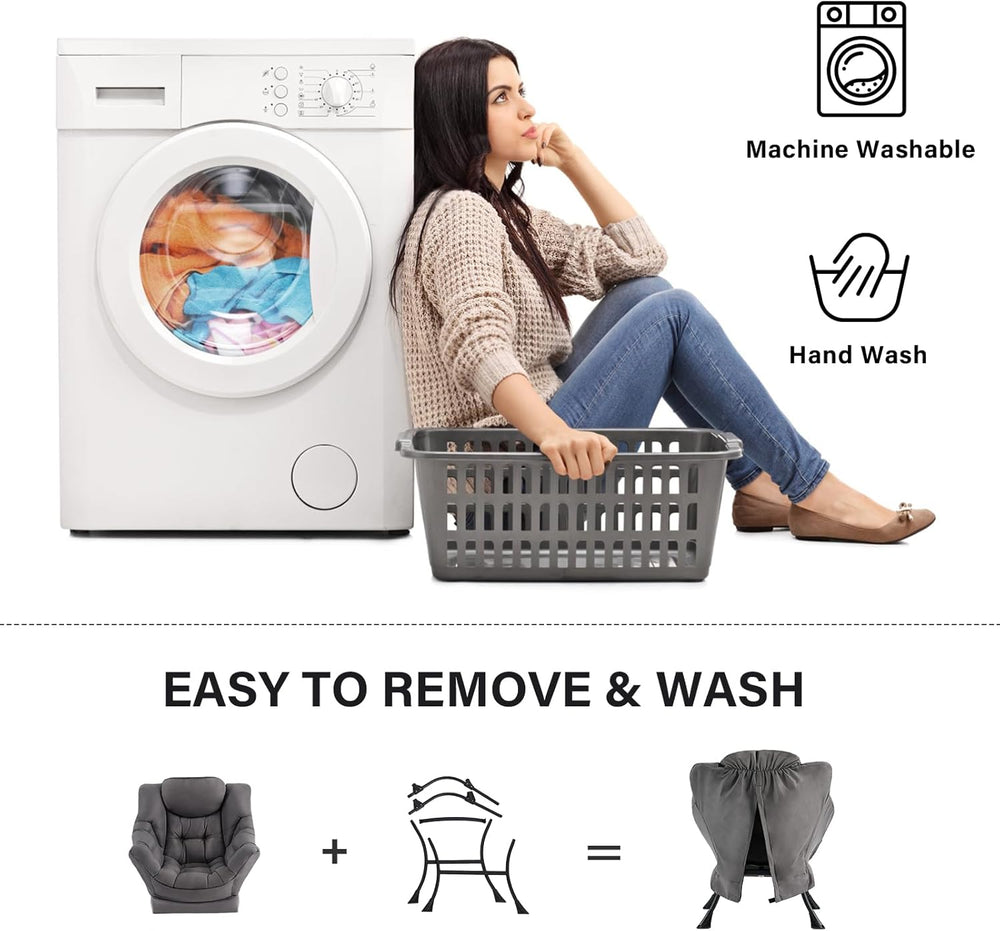 Lazy Chair with Ottoman, Modern Accent Chair Contemporary Sofa Chair with Arm...