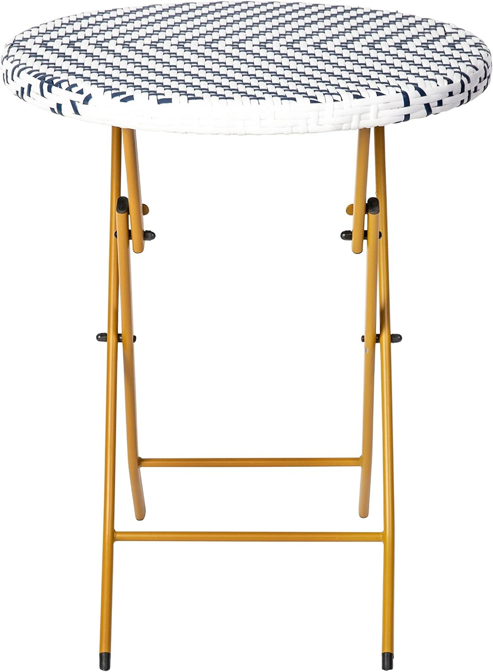 EMMA + OLIVER Navy/White Three Piece Folding Bistro Set