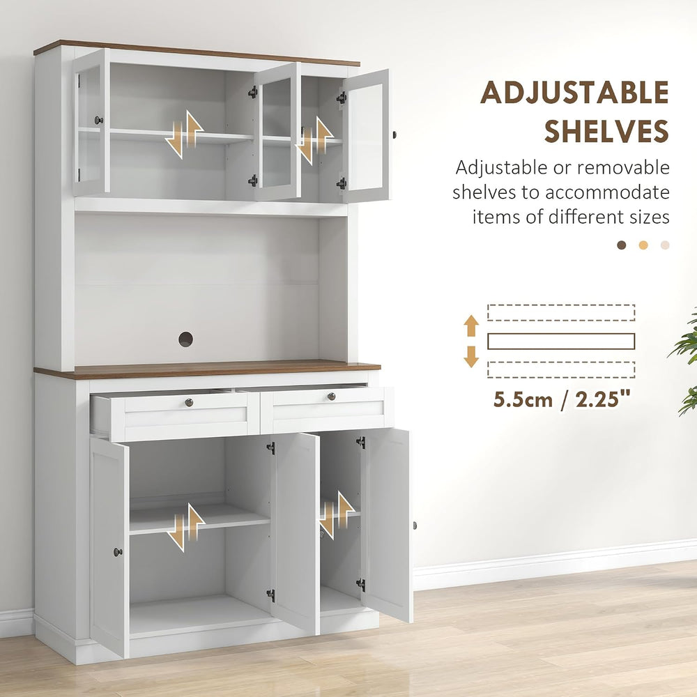 71" Tall Kitchen Pantry, Freestanding Kitchen Hutch Storage Cabinet with...