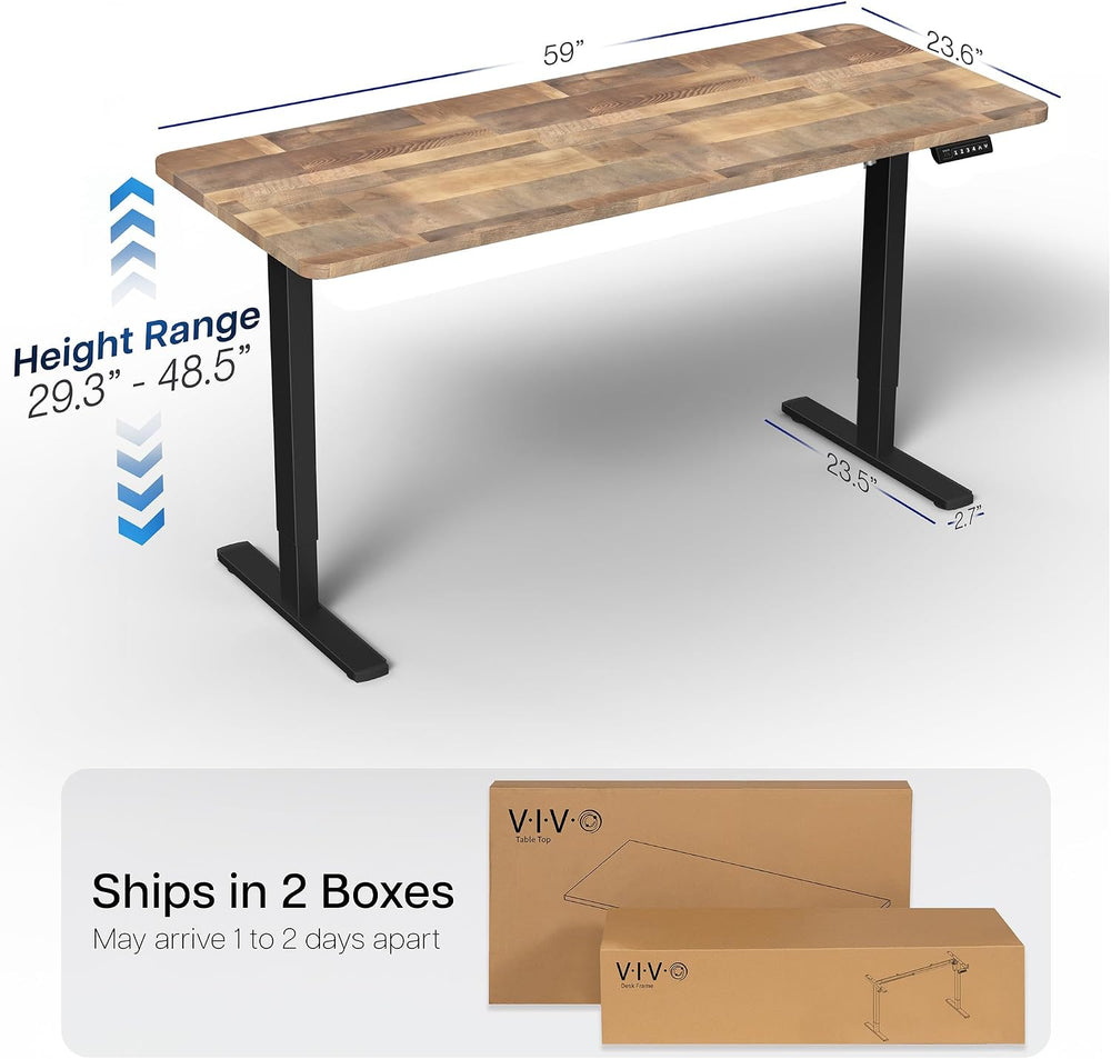 VIVO Electric Standing Desk, Solid 1-Piece 60" x 24" Reclaimed Wood...