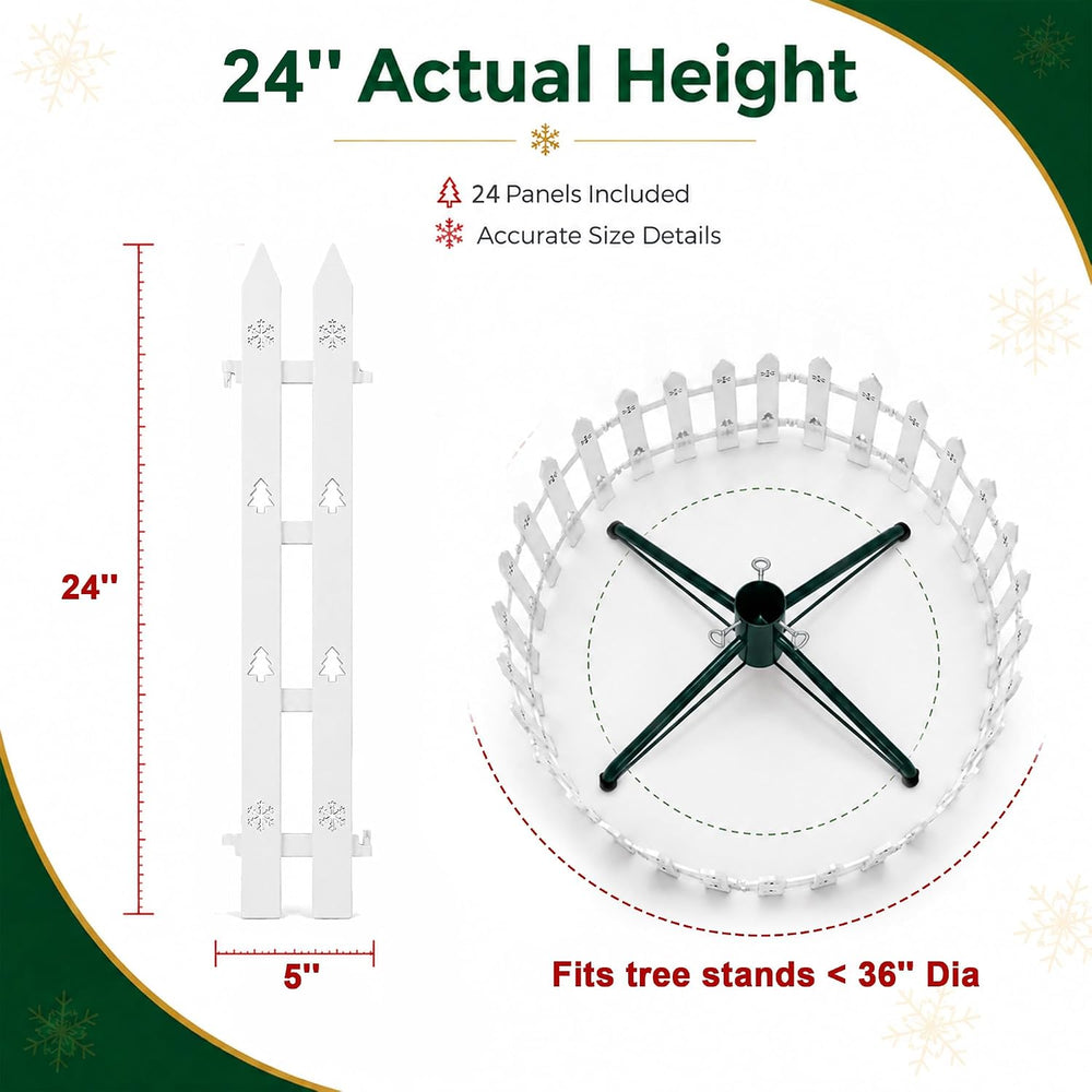 24 Inch Extra Tall Christmas Tree Fence, 24 Pack