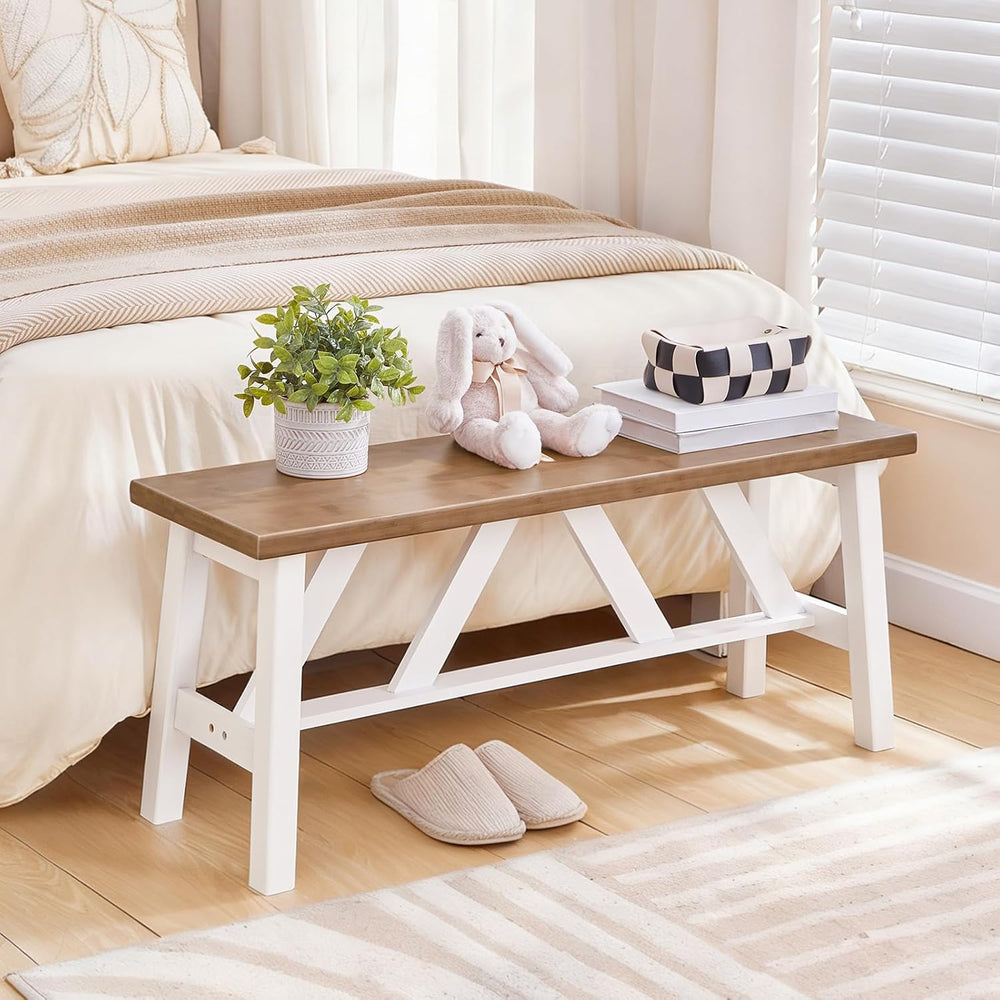 HOOBRO Bamboo Dining Bench, 39.4 inch Farmhouse Kitchen Table Bench, Solid Ba...