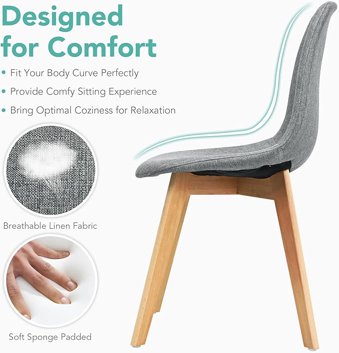 Giantex Set of 4 Kitchen Dining Chairs, Easily Assemble Modern Fabric Cushion...