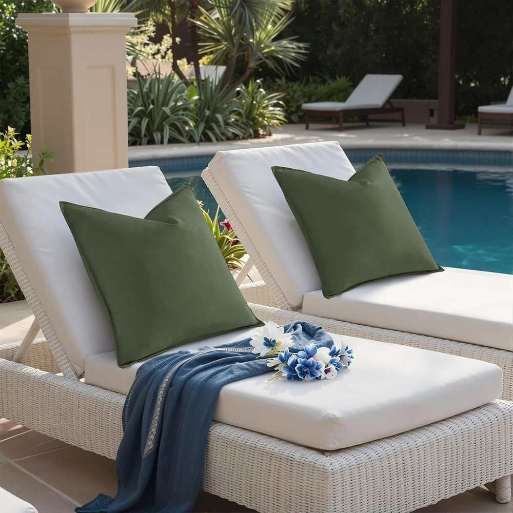 decorUhome Outdoor Waterproof Faux Linen Throw Pillow Covers 26x26 Set of 2