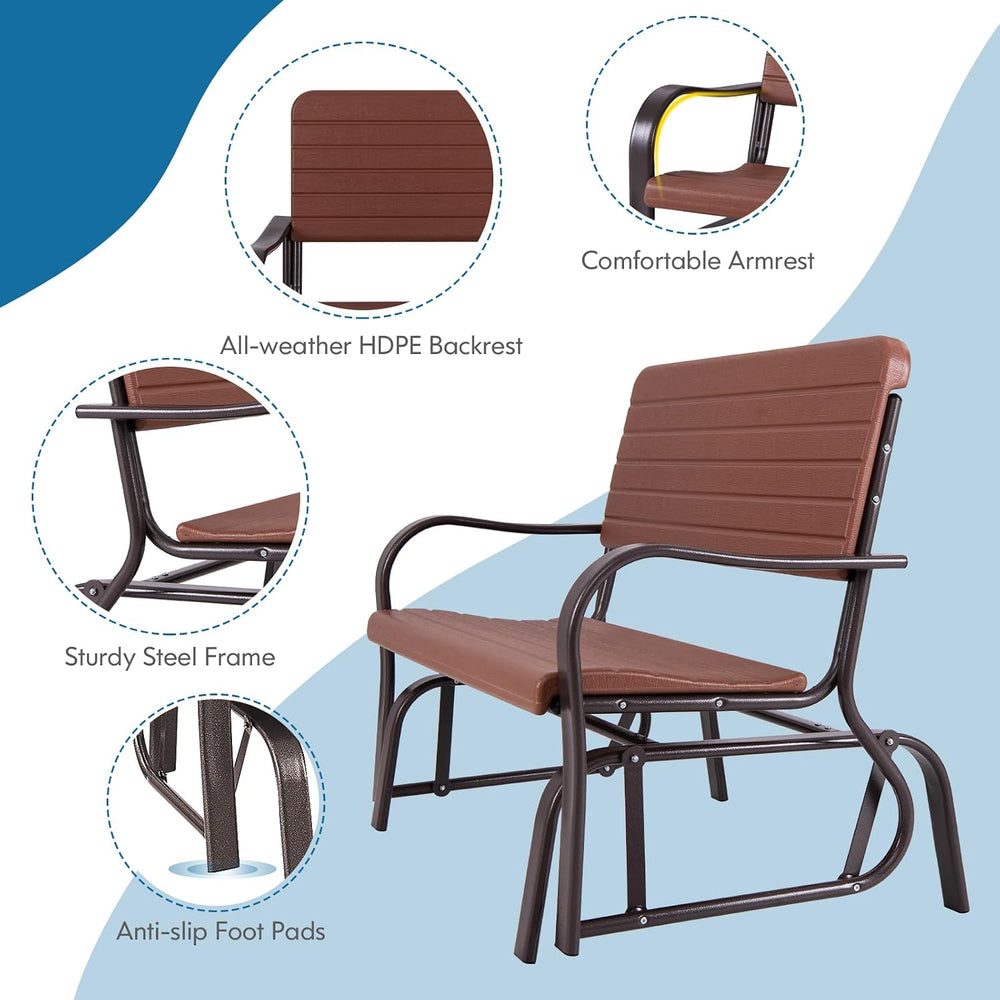 GIANTEX Outdoor Gliders for Outside Patio, Porch Glider w/Steel Frame