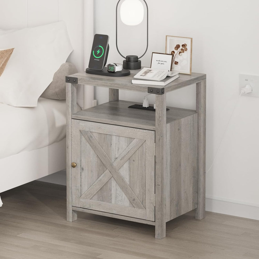 Fameill Nightstands Set of 2, Night Stand with Charging Station, Bed Side Tab...