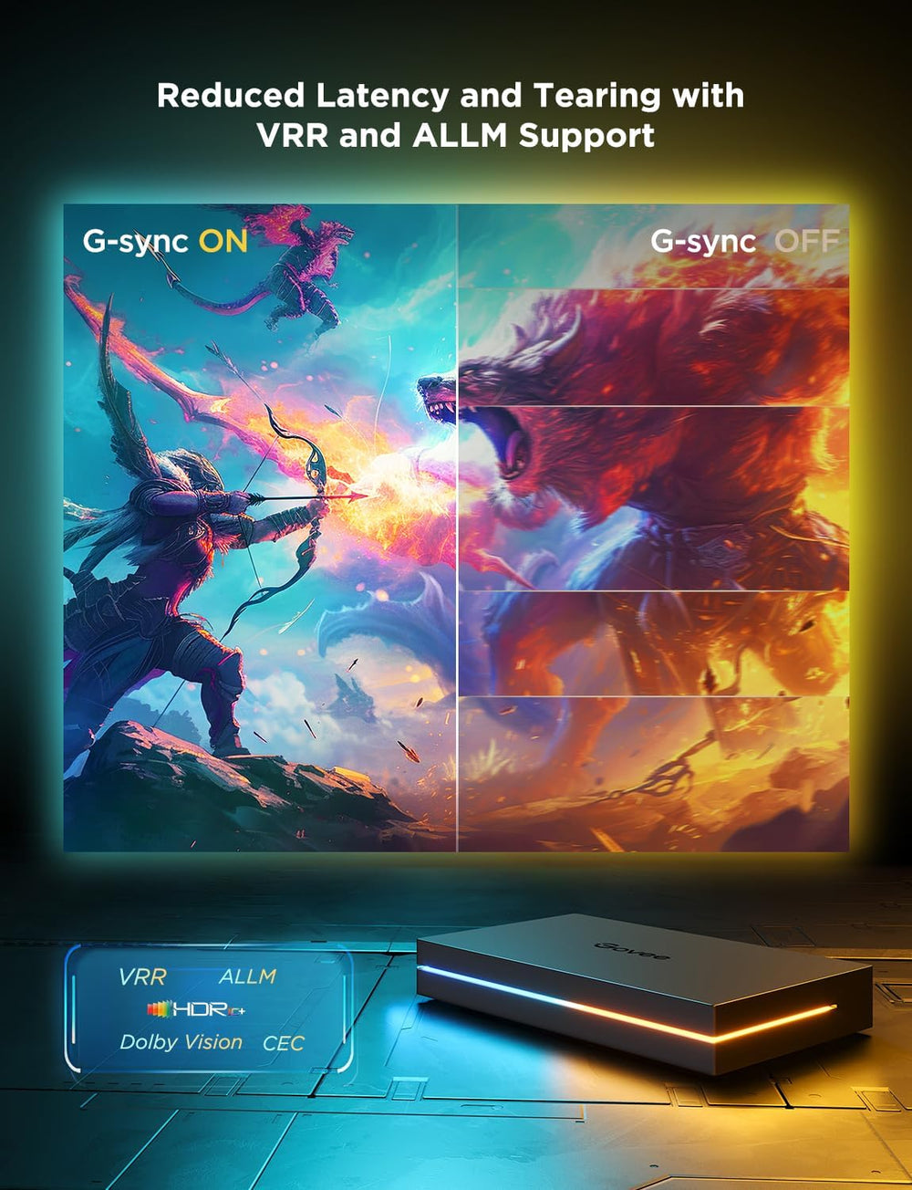 Govee HDMI 2.1 AI Sync Box 2, 8K/4K @144Hz, RGBWIC for 55-65 Inch TVs