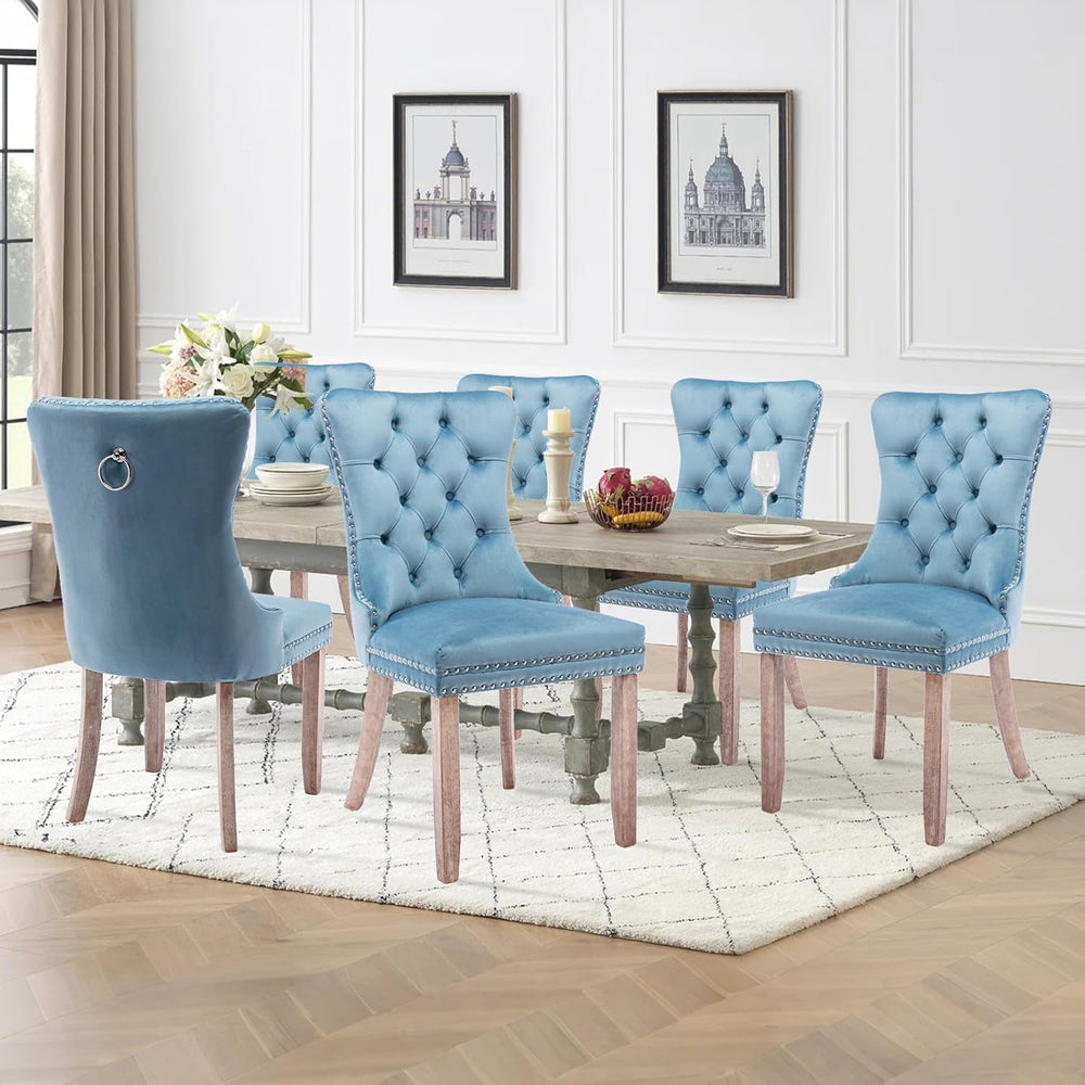 Velvet Upholstered Dining Chairs Set of 6, Modern Mid-Century Kitchen Chairs ...
