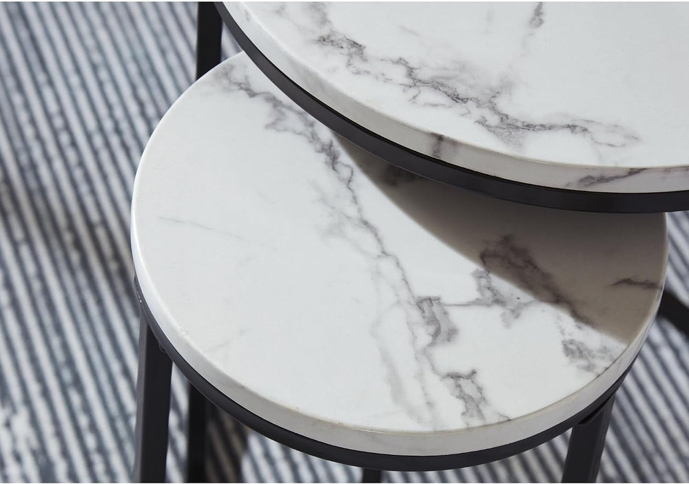 Signature Design by Ashley Jusmour Modern Nesting Table Set with Faux Leather...