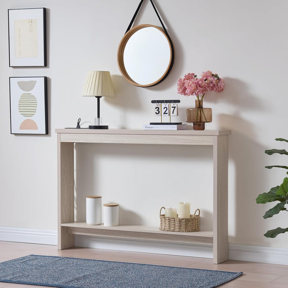 Console Table with Power Outlet and USB Port, 47" Long Behind Couch Tabl...