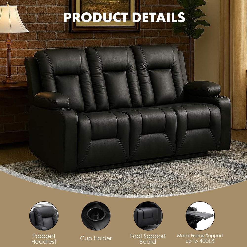 LUCKLIFE Faux Leather Recliner Sofa Set,Manual Living Room Furniture Sets | 3...