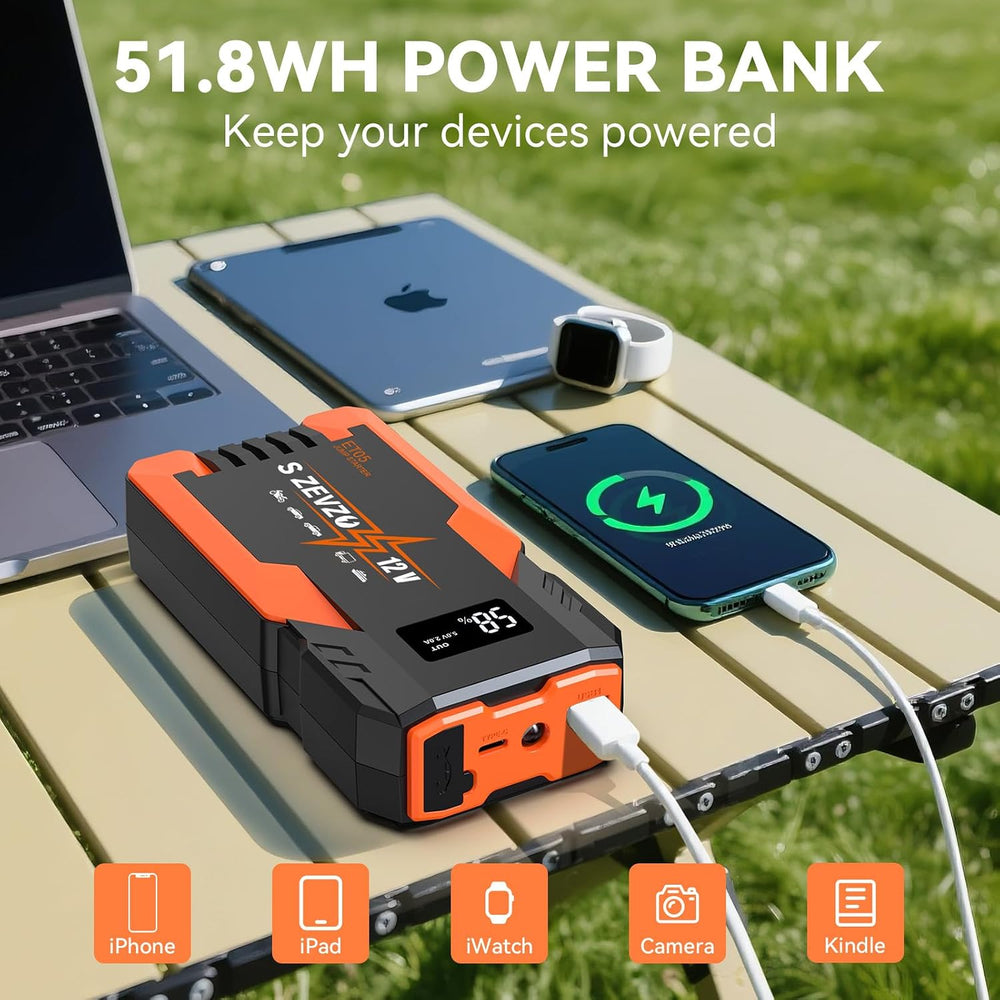 S ZEVZO ET05 Jump Starter 5000A Portable Car Jump Starter Battery Pack (7.2L ...