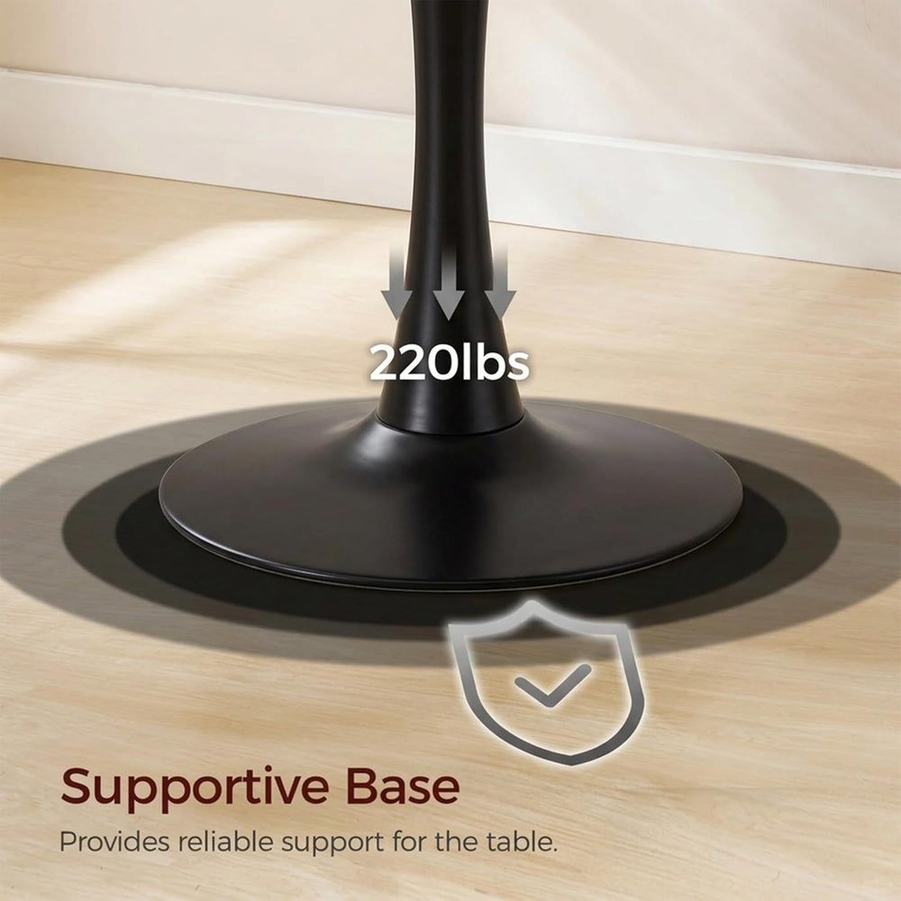 27.6" Marble Round Tulip Table, Mid-Century Modern Style Dining Table wi...
