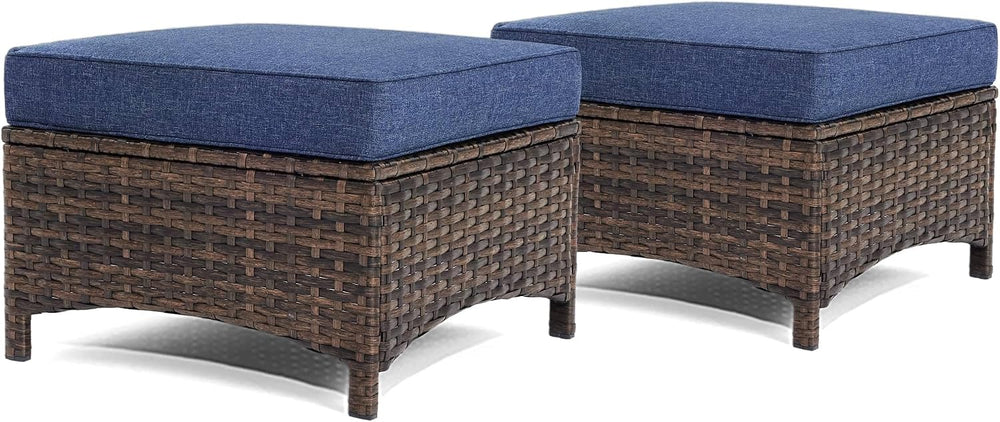HILLGA 2PCS Outdoor Ottomans for Patio, Outdoor Footstools with Steel Frame |...