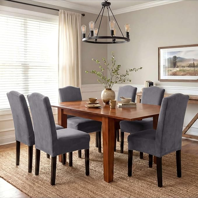 H.VERSAILTEX Velvet Dining Chair Covers Stretch Chair Covers for Dining Room ...