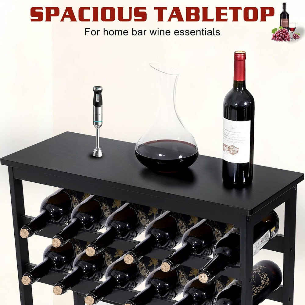 Bamboo Wine Rack Freestanding Floor, 7-Tier 42-Bottle Wine Storage Shelf with...