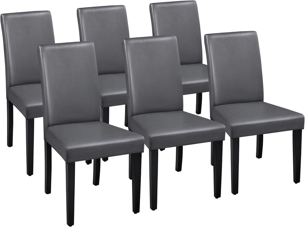 Yaheetech Dining Chairs Set of 6 Upholstered Kitchen Chairs Dark Gray