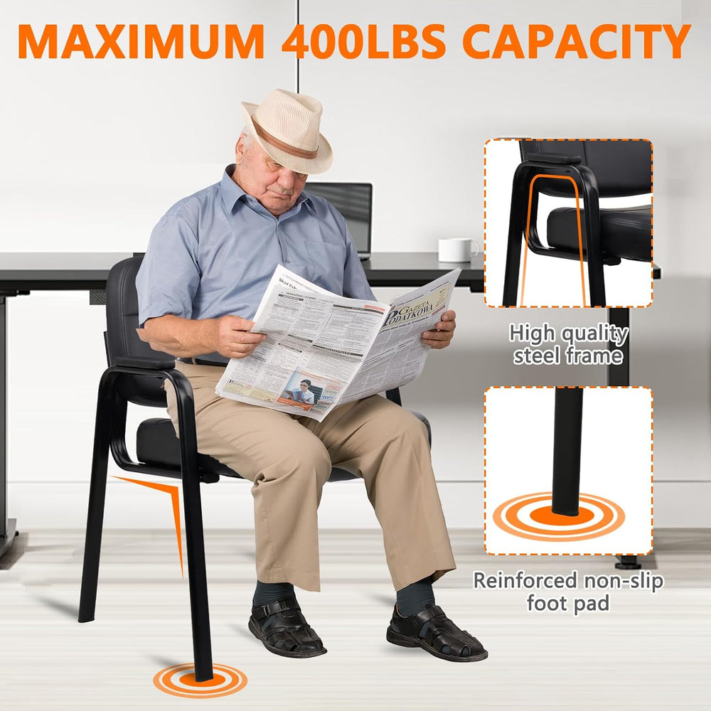 CLATINA Big & Tall 500 lbs Waiting Room Guest Chair, Leather Office Recep...