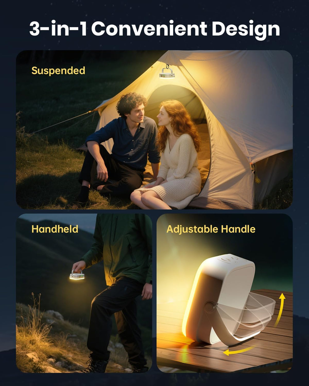 Eventek 2Pack 20000mAh Camping Lights, Camping Lantern Rechargeable Total Up ...