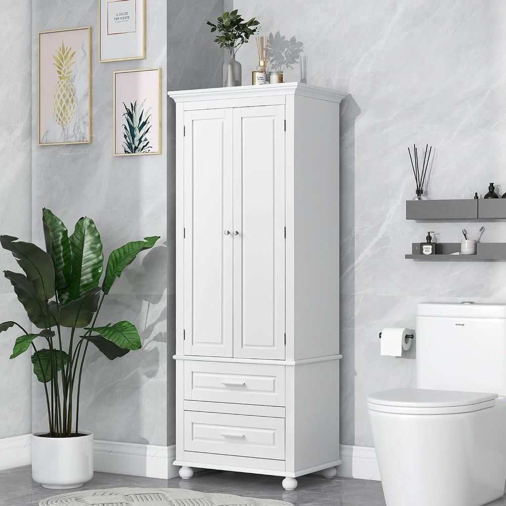 Merax 62.5" Pantry Cabinet with Two Doors & Two Drawers, Adjustable ...