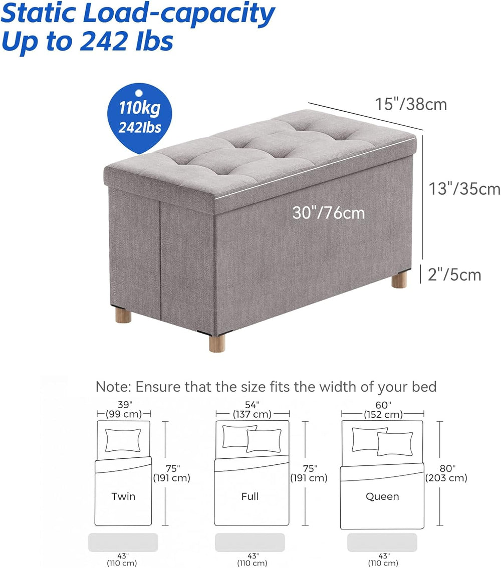 BRIAN & DANY 30 Inches Folding Storage Ottoman Bench, Ottoman with Storag...