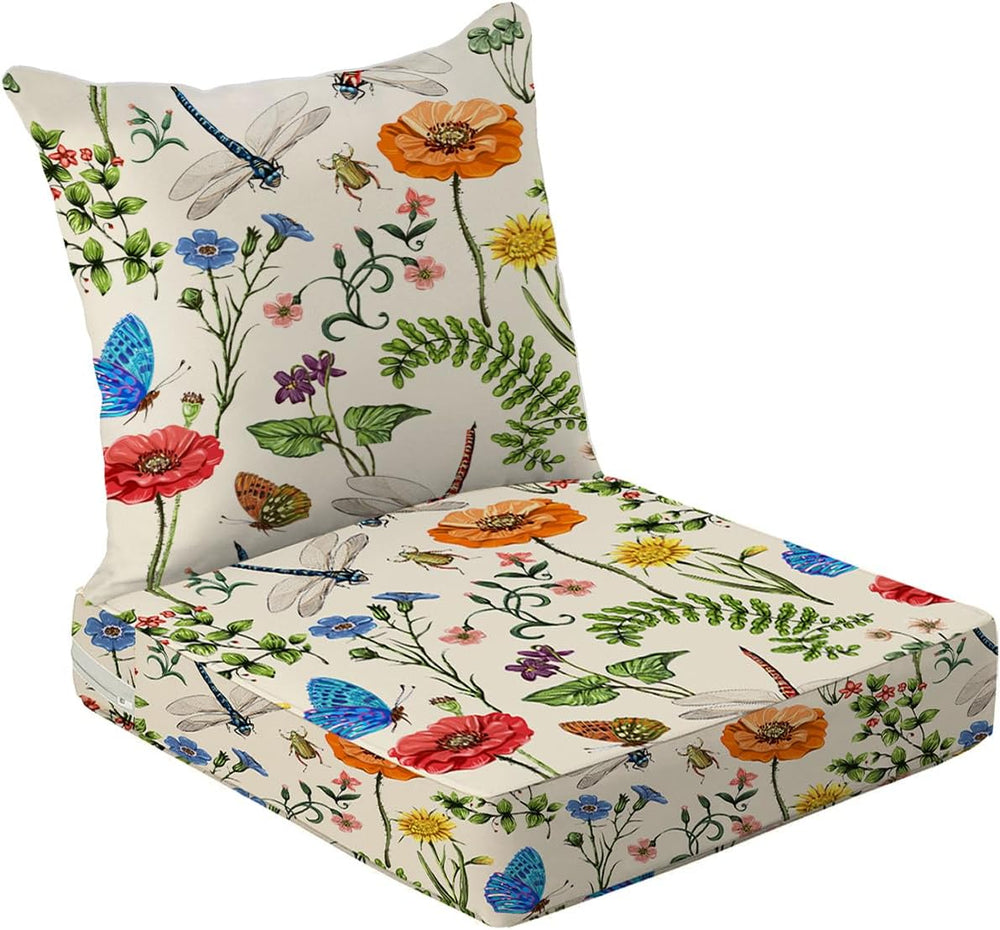 All Smiles 22x22 Outdoor Patio Chair Cushions,3" Thick Garden Flower