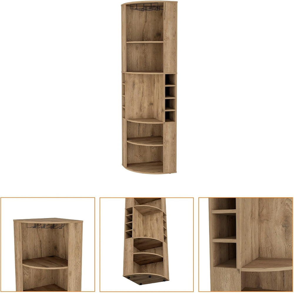 Wine Rack 5 Large Shelves Corner Storage Cabinet, Pantry Sideboard Locker for...
