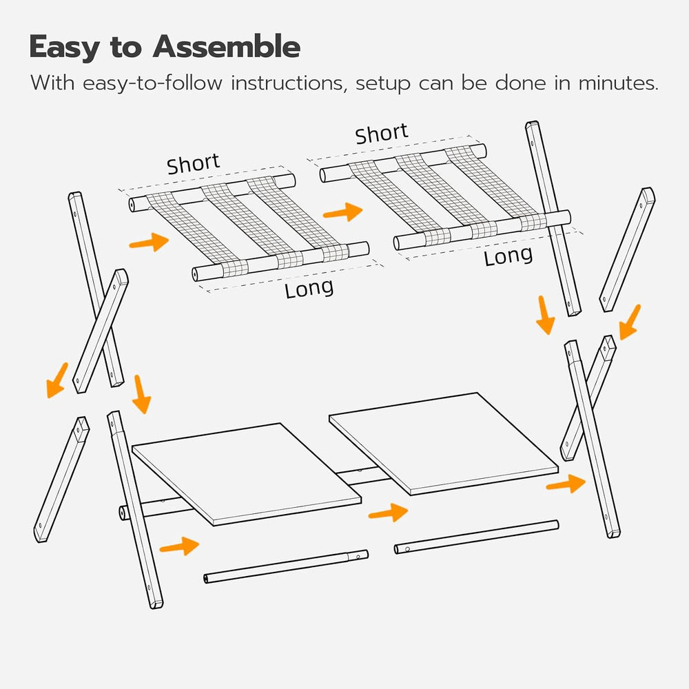 HOOBRO Folding Luggage Rack, Suitcase Stand Holder with Wooden Storage Shelf,...