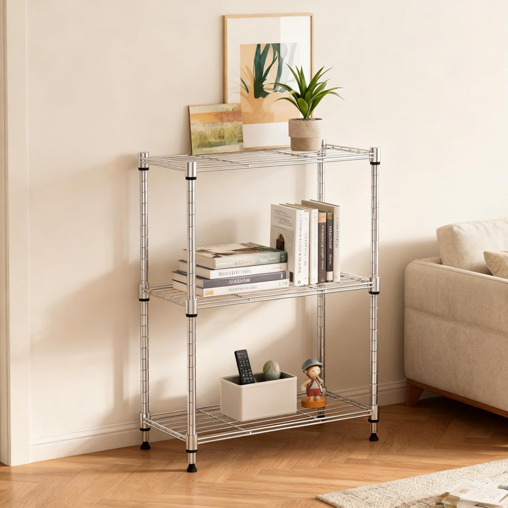 M MZG 450 lbs Wire Storage Shelving 3-Tier Utility Shelving Unit Steel Organi...