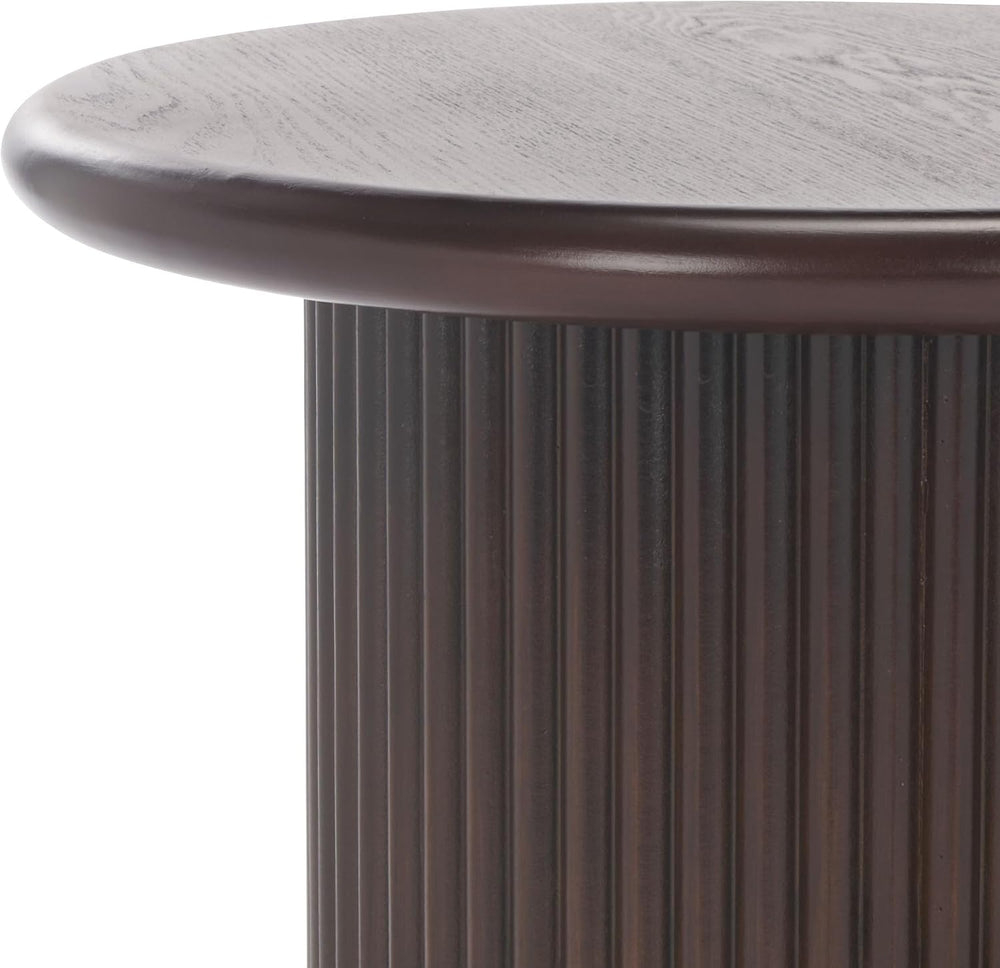SAFAVIEH Home Collection Agami Dark Brown Round Top Pedestal End Table (Fully...
