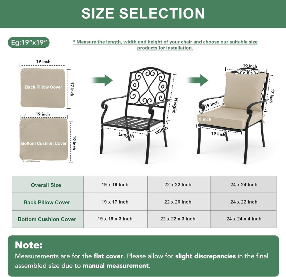 Summsun Patio Chair Cushions 22 x 22 Inch, Cream, Set of 4