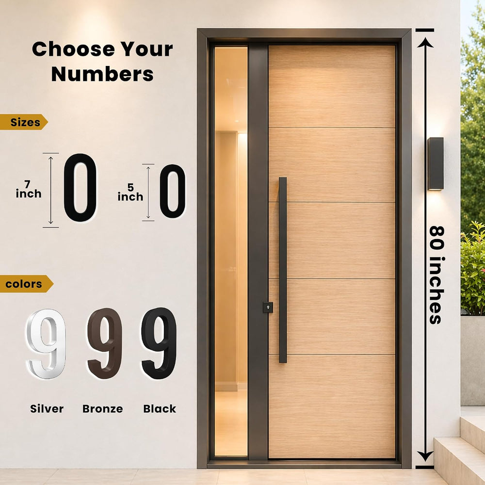 7 Inch Backlit LED House Number, 5000K White Light, ABS (7, Silver)