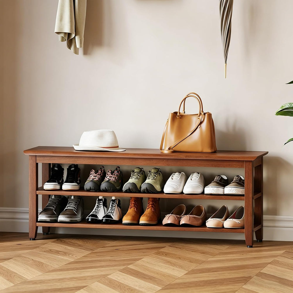 Wood Shoe Bench for Entryway,Bench with Shoe Rack,Storage Shoe Organizer for ...