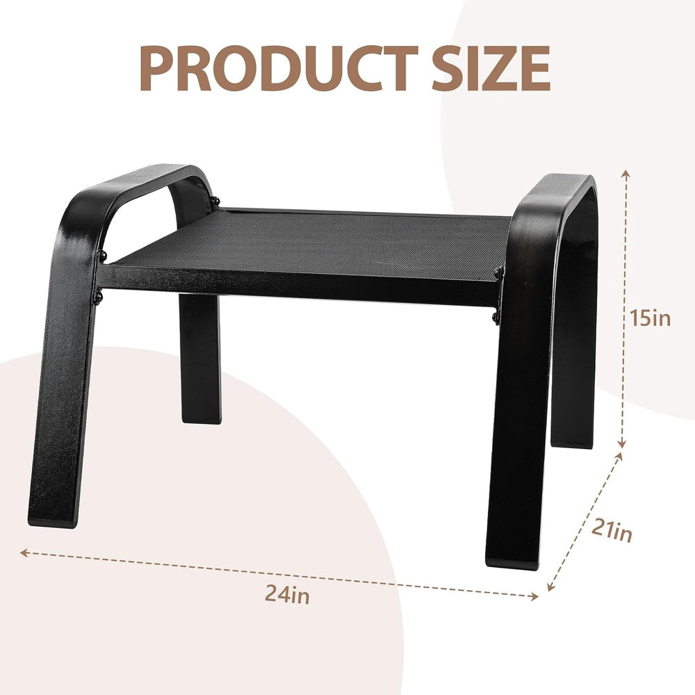 Outdoor Footstools All Weather Ottomans Solid Steel Frame Footrest Seat Side ...