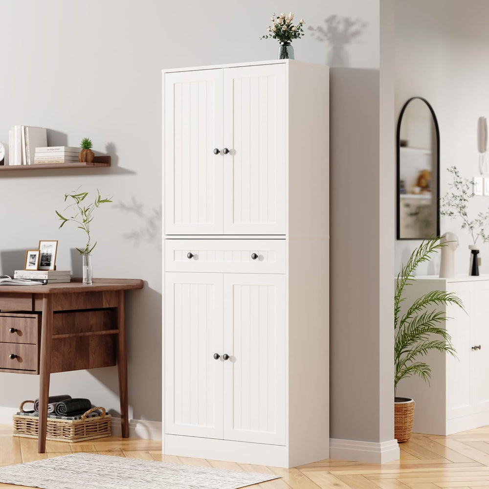 Furnify 71" Tall Kitchen Pantry Storage Cabinet with Doors & Drawer,...