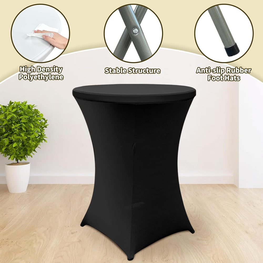 2 Sets 32" High Top Round Folding Cocktail Tables White Bar Height with ...